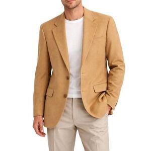 Vintage Roundtree Yorke Camel Hair Blazer Mens Made in USA 2 Button Sport Coat